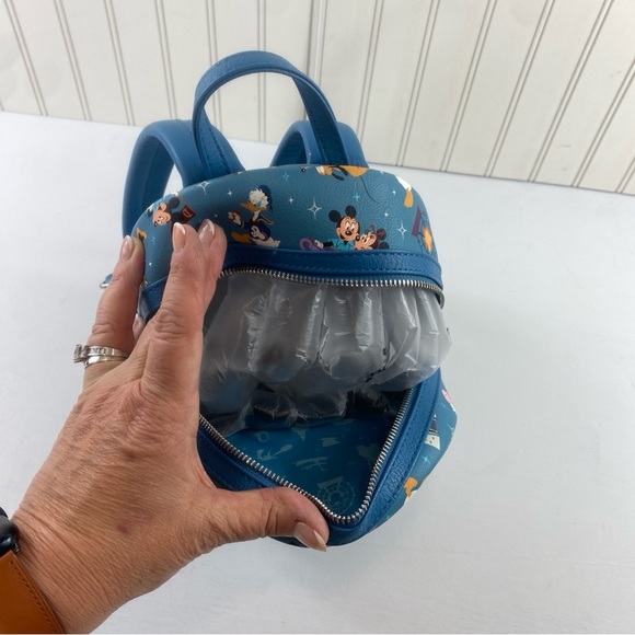 Loungefly Disneyland 2020 Blue Park Life Attraction Icons Mini Backpack - Picture 7 of 8